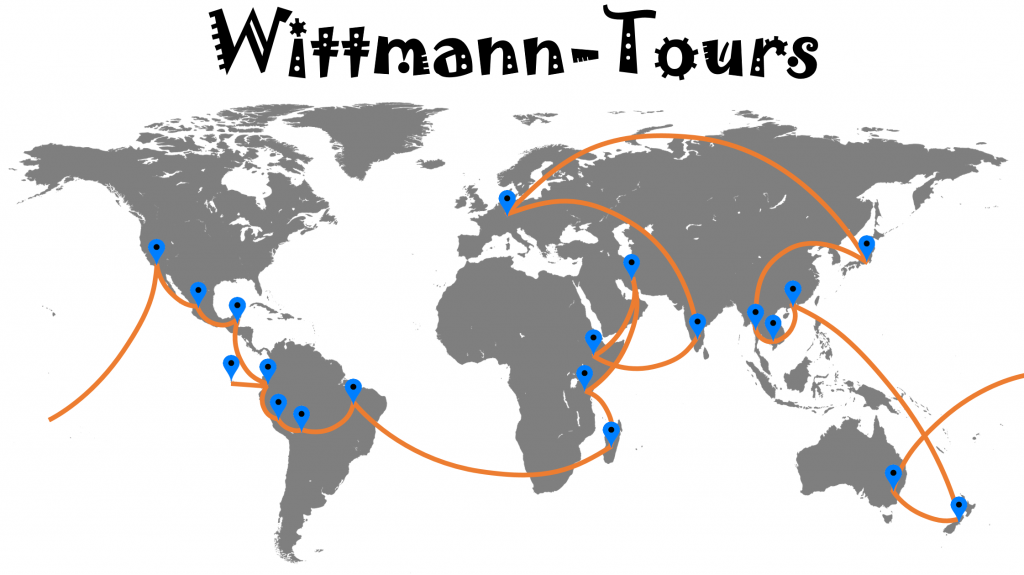 Reiseroute Wittmann-Tours Weltreise