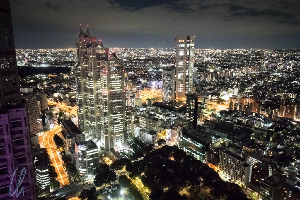 Blick vom Metropolitan Government Building über das Lichtermeer von Tokyo