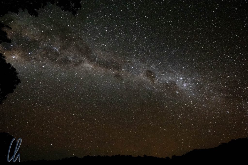Die Milchstraße in einer mondlosen Nacht über dem Chalalan See