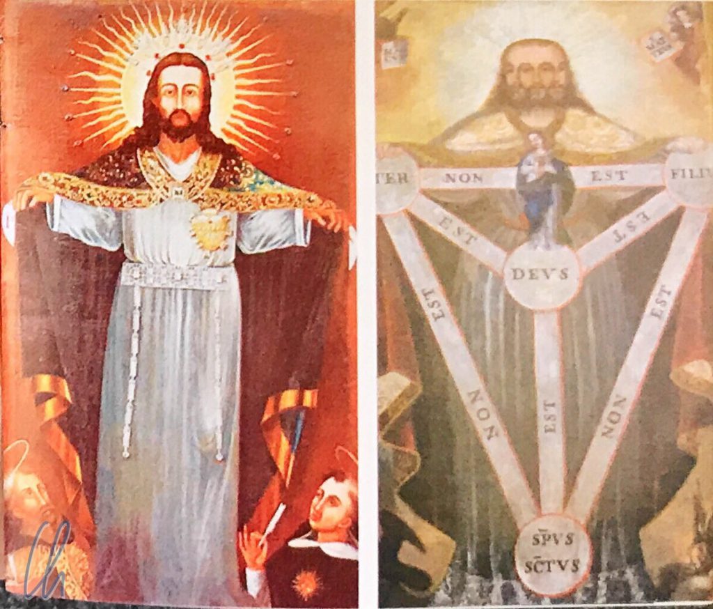 Rechts das ursprüngliche Gemälde Nuestro Señor Jesús del Gran Poder, links die neue Version (abfotografiert aus einem kleinen Heftchen, das bei der Fiesta ausgeteilt wurde)