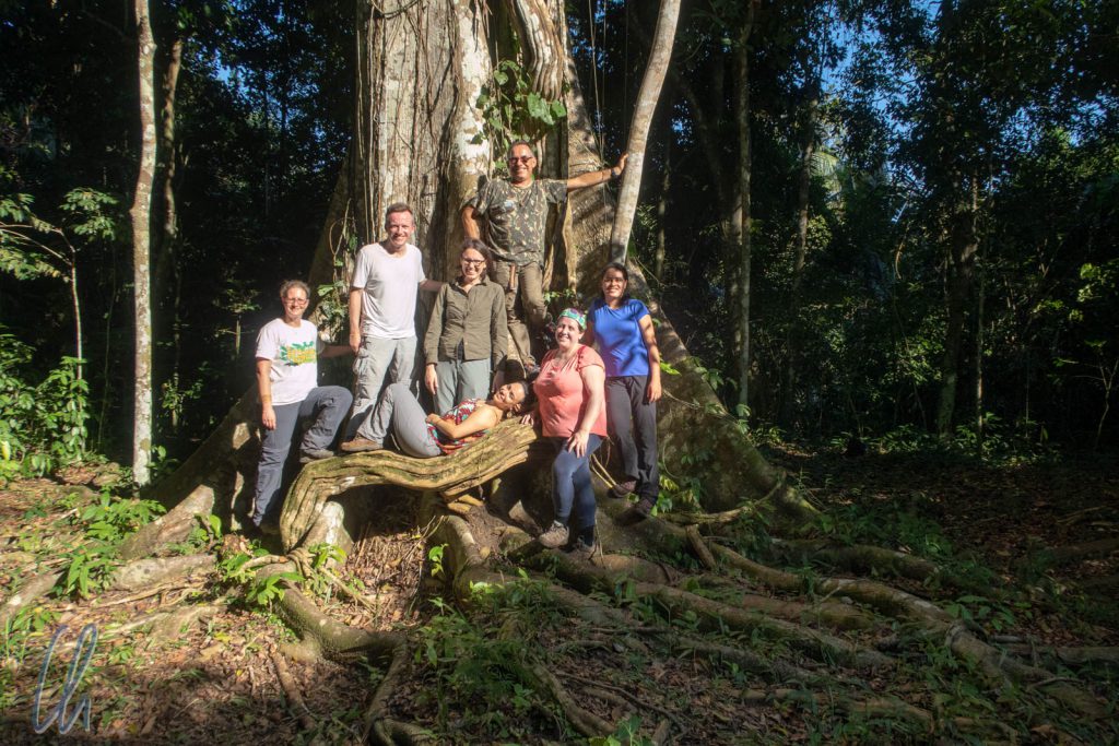 Gruppenbild unter Kapokbaum (Samauma tree)