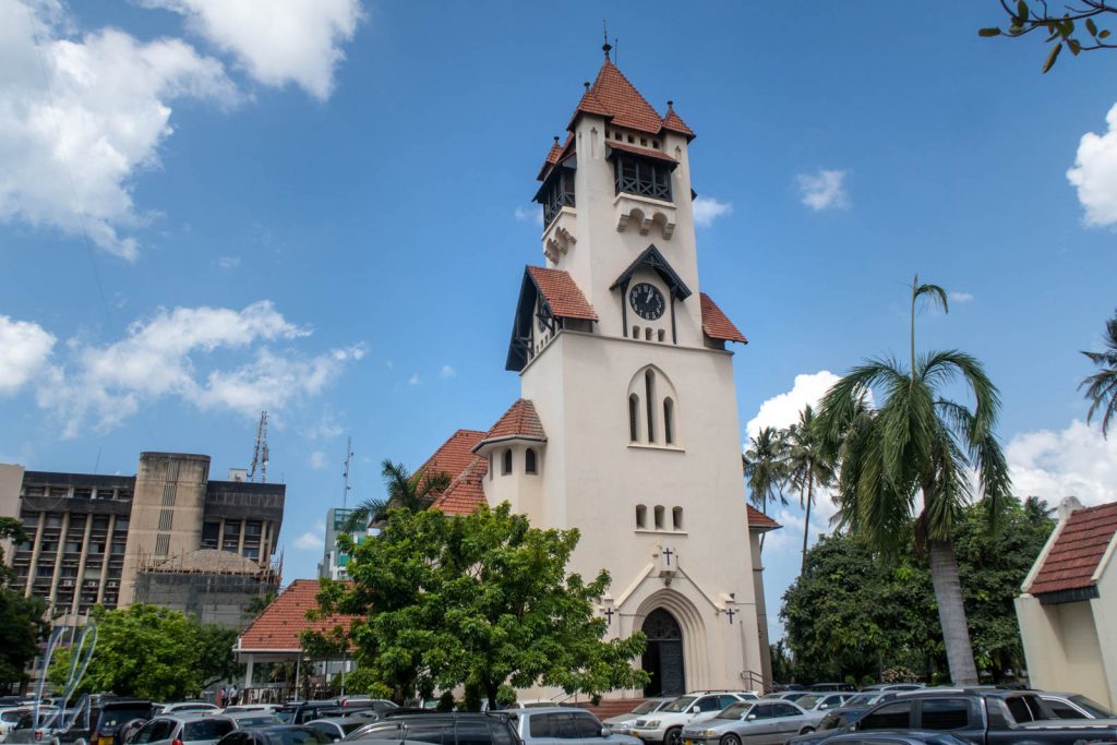 Die Azania-Front-Kathedrale, erbaut 1898-1899. Damals war sie bestimmt das größte Gebäude in Dar es Salaam.