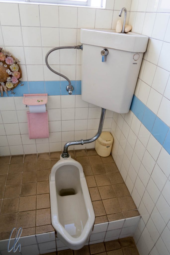 Hock-Toilette mit Mini-Waschbecken