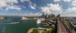 Sydney-Panorama, aufgenommen vom Pylon Lookout auf der Harbor Bridge
