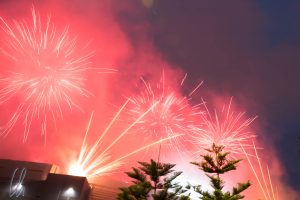 Feuerwerk am Abend zum Abschluss des offiziellen Australia Day Programms