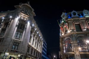 Ein Blick auf die Fassaden in der Fußgänegrzone von Mexico City