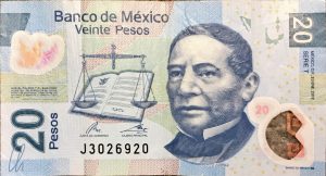 20 Pesos, knapp ein Euro, Mexiko hat Benito Juarez viel zu verdanken, er war 3 mal Präsident