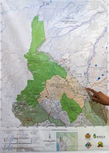 Eine Karte des Madidi-Nationalparks: 18 Ranger schützen ihn.