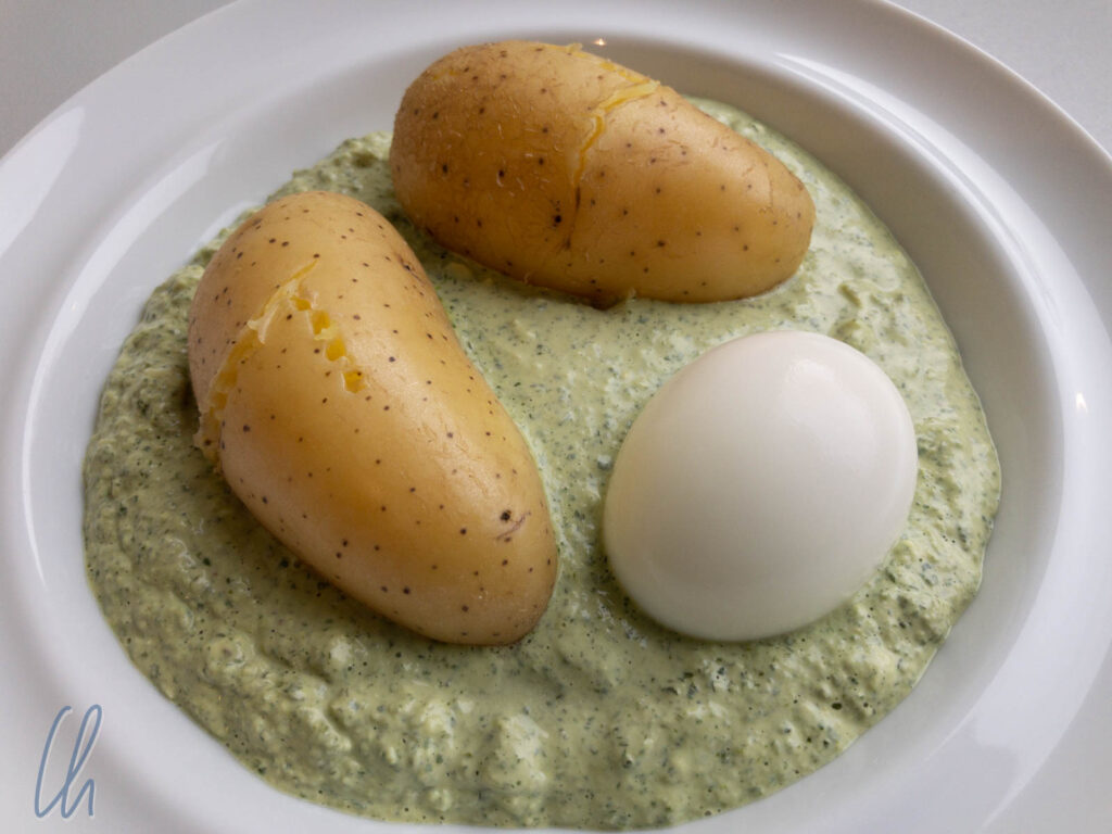 Deutschland kulinarisch: Frankfurter Grüne Soße mit Kartoffeln und Ei